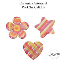 Pieza Ceramica Pack x3u.: Flor + Estrella + Corazón 6 cm. - tienda online