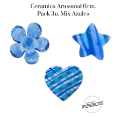 Pieza Ceramica Pack x3u.: Flor + Estrella + Corazón 6 cm. en internet