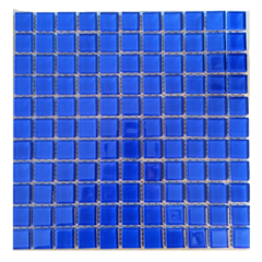 Venecitas Crystal Azul Oscuro Vidrio 2,5 x 2,5 cm. Planchas de 30 x 30 cm. CM37