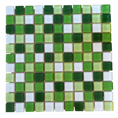 Venecitas Crystal Mix Verde C/Blanco Vidrio 2,5 x 2,5 cm. Planchas de 30 x 30 cm. CM430
