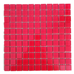 Venecitas Crystal Rojo Vidrio 2,5 x 2,5 cm. Planchas de 30 x 30 cm. CM100