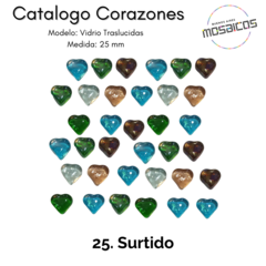 Corazones De Vidrio Traslucidos 25 Mm X 100gs - Gemas - - comprar online