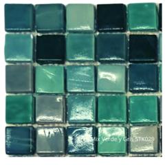 Venecitas Especiales 1,5 x 1,5 cm. Mix Verdes opal y Gris STK029 - comprar online