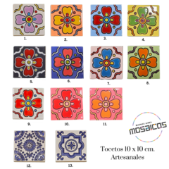 Tocetos Flores Artesanales 10 x 10 - Azulejos cuerda seca