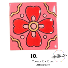 Tocetos Flores Artesanales 10 x 10 - Azulejos cuerda seca - tienda online