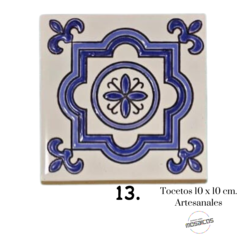 Tocetos Flores Artesanales 10 x 10 - Azulejos cuerda seca - comprar online