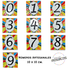 Numeros Artesanales 10 x 10 - Azulejos cuerda seca - comprar online