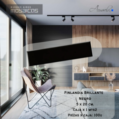 Azulejo Finlandia BRILLANTE Negro 5 x 20 cm x Mtr2 -
