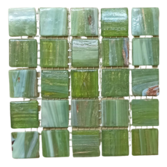 Venecitas Edic. Limitada Verde Claro y Traslucidas H. de Cobre 2 x 2 cm - - Buenos Aires Mosaicos