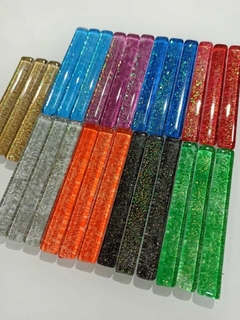 Vitro Color Con Glitter - Palitos 1 x 7 cm x 10 unidades - Vidrio - Buenos Aires Mosaicos
