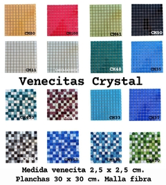 Venecitas Crystal Mix Turquesa C/Blanco Vidrio 2,5 x 2,5 cm. Planchas de 30 x 30 cm. CM433 - comprar online