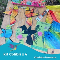 Kit colibri x4u. Incluye: 4 chapas + 4 Azulejos + patron + Silicona