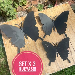 Set 3 Mariposas Chapa. - Modelo Nuevo con antenas.