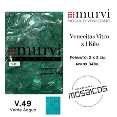 Venecitas VITRO x Kilo 2 x 2 cm. V.49 Verde Acqua- Traslucidas A Granel -