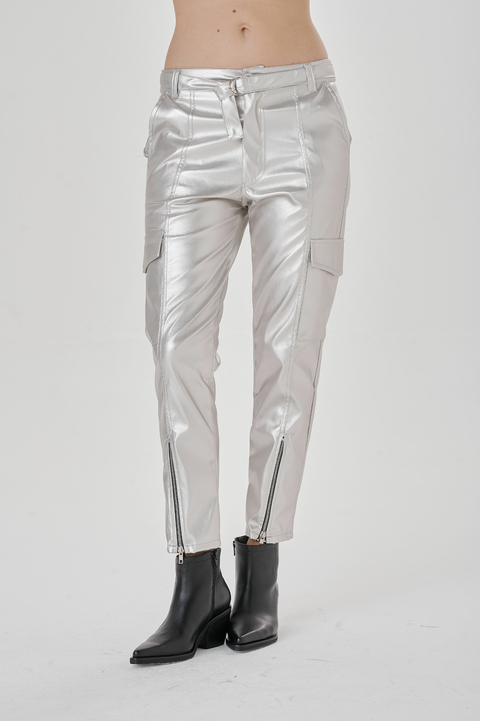 P155 PANTALON ZIPPER MOTO SILVER