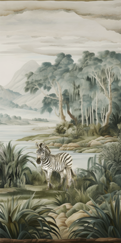 Panel Zebra in Teal