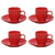 Conjunto Para Café Bella Vermelha 90ml 4 Xicaras e 4 Pires Hauskraft - comprar online
