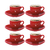 Xícaras Para Café Com Pires De Porcelana Lamour Vermelha 90ml 6 Peças Hauskraft