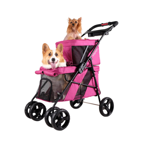 ibiyaya Noah - Cochecito para perros, cochecito de 4 ruedas para mascotas  de hasta 110 libras, carrito de playa para niños, perros pequeños, perros