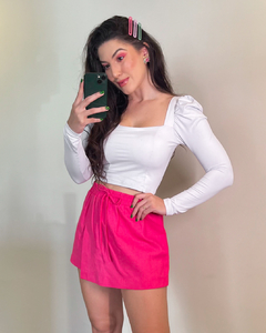 Short Saia Linho Rosa