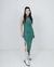 Vestido Tubinho Midi Verde Regata Gola Alta Fenda Lateral - comprar online