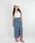 Saia Midi Jeans Fenda Frontal Lisa Escura - comprar online
