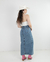 Saia Midi Jeans Fenda Frontal Lisa Escura na internet