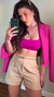 Top Cropped Reto Com Alcinha Canelado Roxo Fucsia - loja online