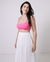 Top Cropped Reto Com Alcinha Canelado Rosa Pink