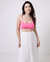 Top Cropped Reto Com Alcinha Canelado Rosa Pink