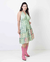 Vestido Indiano Curto Frente Única Estampado Verde E Rosa - comprar online