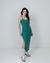 Vestido Tubinho Midi Verde Alça Fina Fenda Lateral - loja online