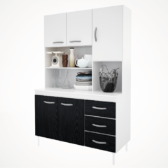 Amoblamiento De Cocina 120 Cm Negro - Blanco