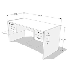 Escritorio 150Cm C/4 Cajones Con Cerradura (Esc2Cc150) - Gamma Hogar