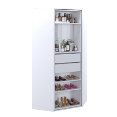 MUEBLE DE GUARDADO/ZAPATERO GIRATORIO CON ESPEJO Y CAJONES BLANCO