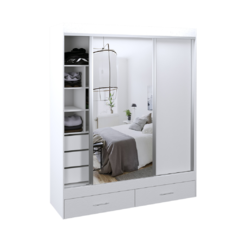 Vestidor 2 Puertas 1 Puerta Con Espejo 180X220 Blanco