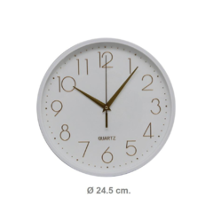 Reloj De Pared Blanco Y Dorado (Rl2511)