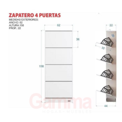 Zapatero 4 Puertas Blanco (56293) - comprar online