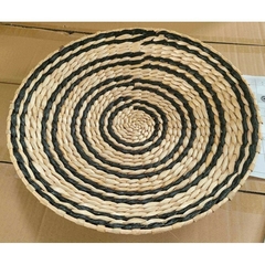 Plato De Pared Fibra Natural C/Detalles En Negro 25Cm (108582)