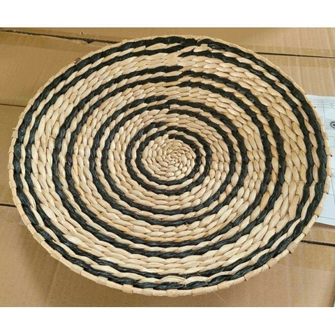 PLATO DE PARED FIBRA NATURAL C/DETALLES EN NEGRO 25CM (108582)