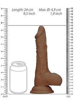 Realistic Dildo With Balls - 23 cm - Brown - comprar en línea