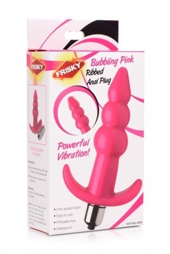 Ribbed Vibrating Butt Plug - Pink - tienda en línea