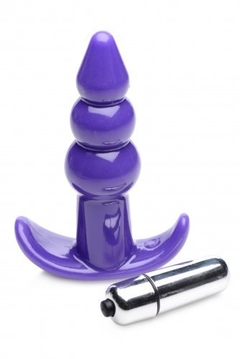 Ribbed Vibrating Butt Plug - Purple - Inttimus Sex Shop