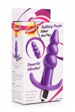 Ribbed Vibrating Butt Plug - Purple - tienda en línea