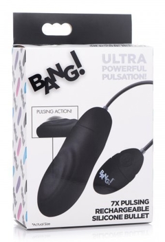 7X Pulsing Rechargeable Silicone Vibrator - Black - tienda en línea