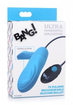 7X Pulsing Rechargeable Silicone Vibrator - Blue - tienda en línea