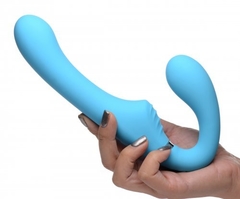 Arnés sin tirantes vibrador de silicona 10X Mighty Rider - Azul - comprar en línea