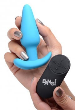 Plug anal de silicona vibrante con control remoto 21X - Azul - Inttimus Sex Shop