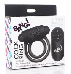 Remote Control 28X Vibrating Cock Ring & Bullet - Black - tienda en línea