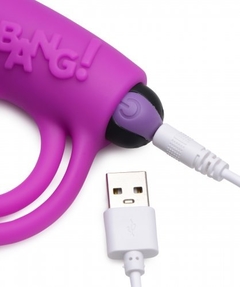 28X Remote Control Vibrating Cock Ring & Bullet - Purple - comprar en línea